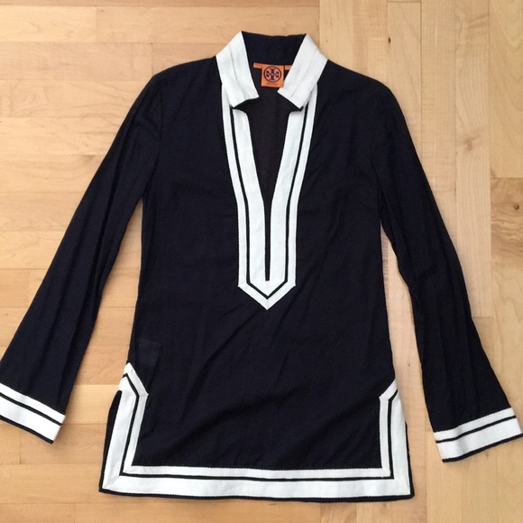 Tory Burch Tops - Tory Burch Navy Blue Tunic Top
